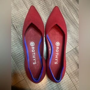 Rothy’s Knit Point Flats in a classic red